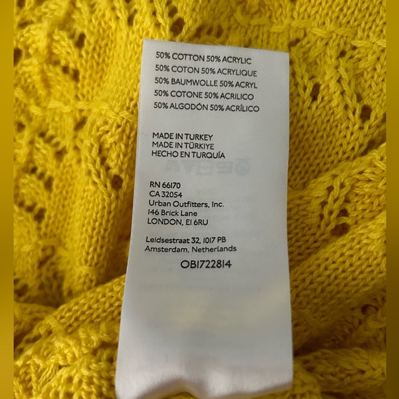 NWT Anthropologie Pointelle Sweater Scallop Hem Knit Maize Yellow Gold Size XL - Picture 11 of 13